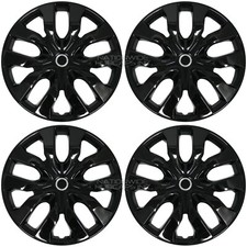 15" Set of 4 Gloss Black Wheel Covers Snap On Hub Caps fit R15 Tire & Steel Rim