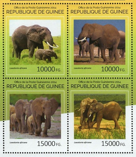 Elephants Stamp Bundle of 2 Loxodonta Africana Souvenir Sheet MNH #10707-10710 - Picture 3 of 13