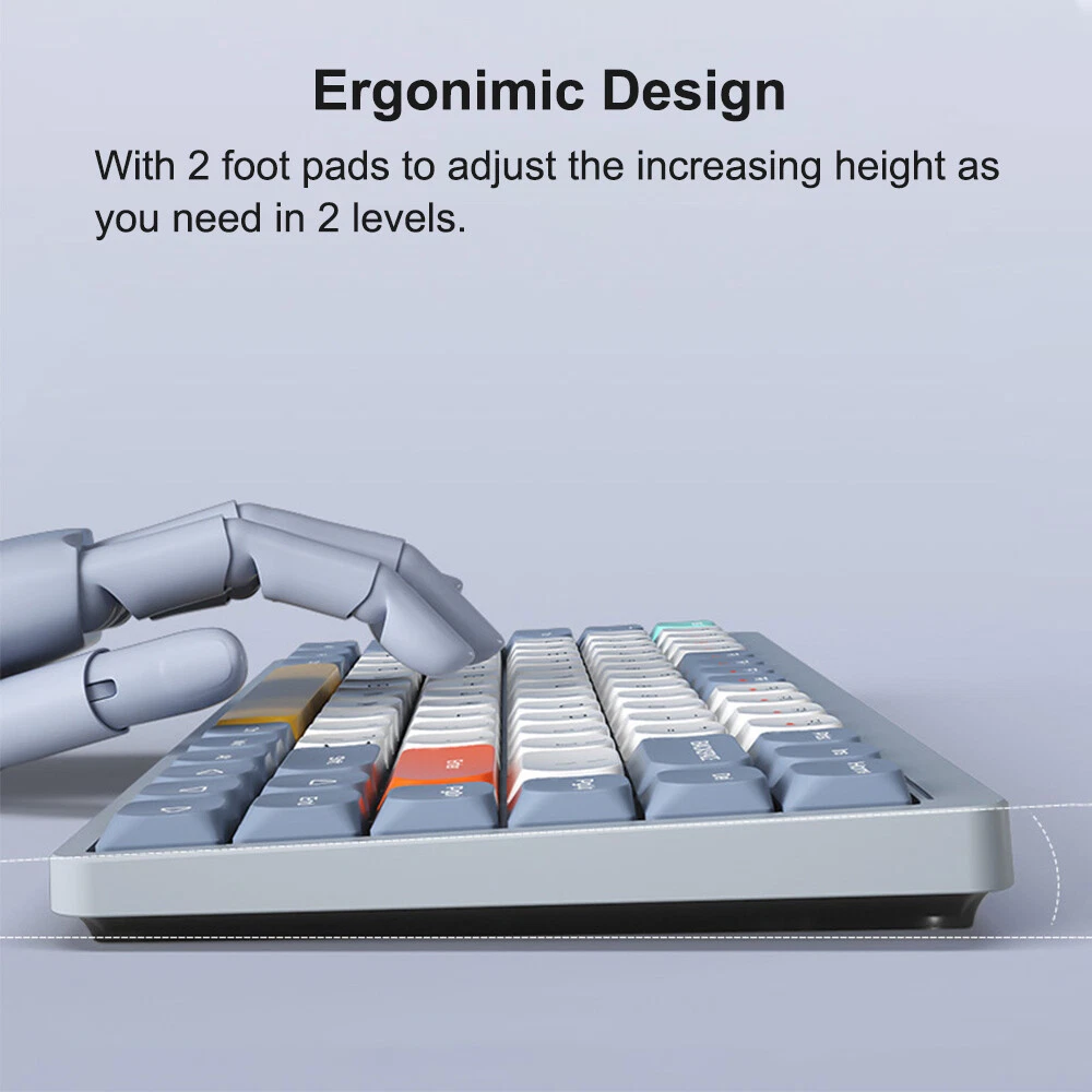 iBlanco 84 Key Mechanical Keyboard with 2.4G Wireless Bluetooth 5.0 and Type-C for Multi-Device Connectivity Q9A5 Compact Design