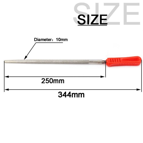 Lima de aguja recubierta de diamante de 10" 250 mm plana/redonda/triángulo para joyería de vidrio de piedra - Imagen 3 de 16