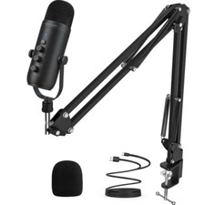 Microphone Studio Cardioid Condenser Mic Kit with Boom Arm Recording USB Twitch