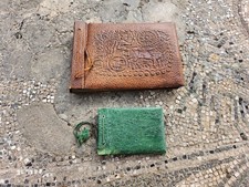 Vintage leather photo albums, green and brown leather photo albums, from 1960s