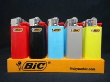 8 Bic Assorted Plain Mini Size Lighter Disposable (1 Lighter Per Color)