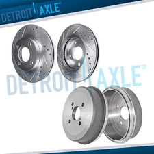 Front Drilled Brake Rotors Rear Drums for 1993 - 2002 Toyota Corolla Chevy Prizm