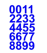 1" Inch Premium Reflective Mailbox Number Vinyl Decal Sticker Sheet (Blue)