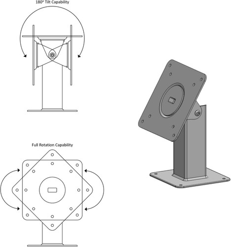 Versatile 180° Tilting and 360° Rotating Desktop or Wall Mount Support - Black - Picture 5 of 6