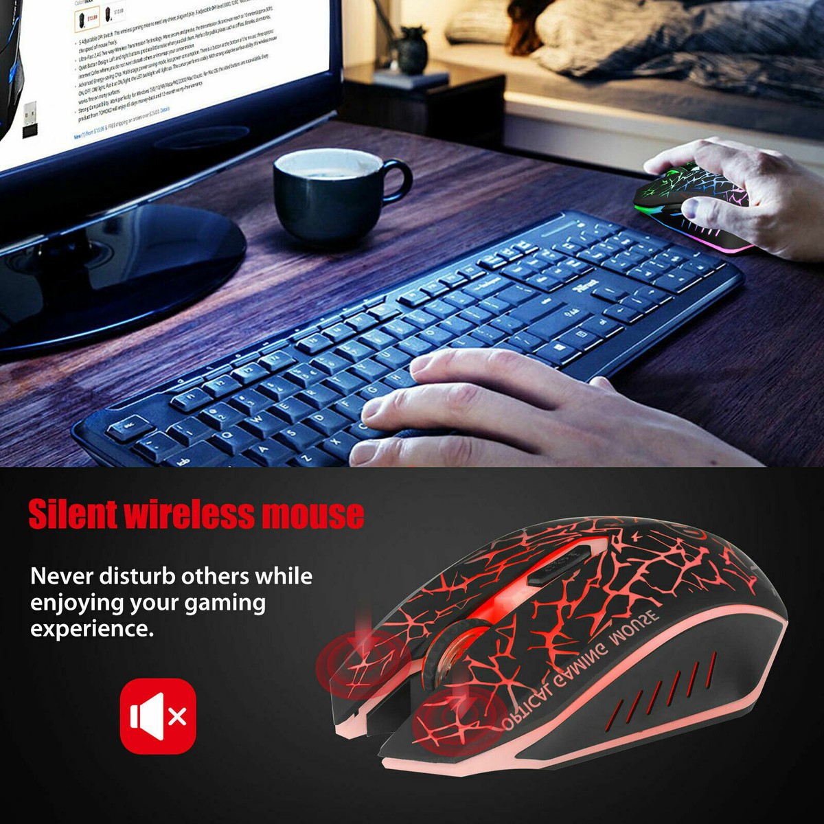 Wireless USB Optical Mice Gaming Mouse 7 Color LED Backlit Wireless USB Optical Mice Gaming Mouse 7 Color LED Backlit
