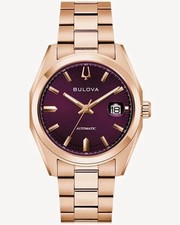 Bulova Surveyor Automatic Men s Rose Gold Purple Dial Sapphire Glass 97B234