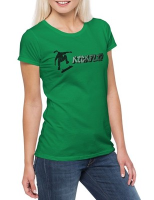Kickflip Damen T-Shirt Skateboard Skate Or Skater Park Deck Die Sk8 Skull Sport