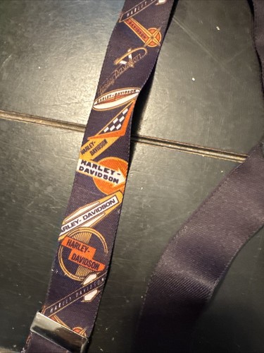 Vintage Harley Davidson Suspenders Black Script Logo Cross Back - Picture 2 of 6