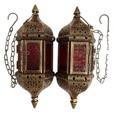 2PCS Moroccan Decorative Candle Lantern Metal Hanging Tealight Candlestick Ho...