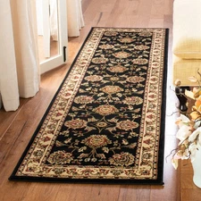 Lyndhurst Collection Runner Rug - 2'3" x 8', Black & Ivory, Traditional Orien...