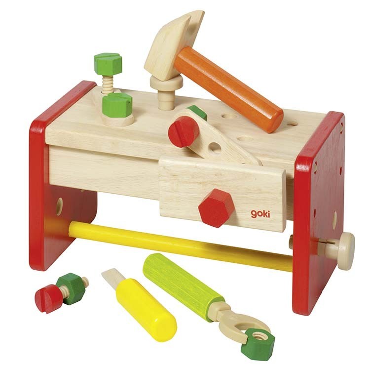 Établi en bois enfant avec boîte à outils modulable pour motricité