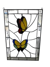 Stained Glass Butterfly Suncatcher Panel Large Multicolor Hanging Window Decor