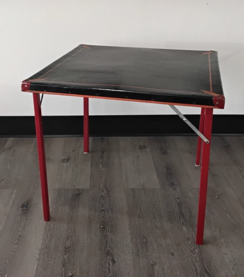 Mesa de Cartas Sansón Coca Cola Patas Desplegables Negro y Rojo De Colección Años 30 #J4628 Foto 2 de 4