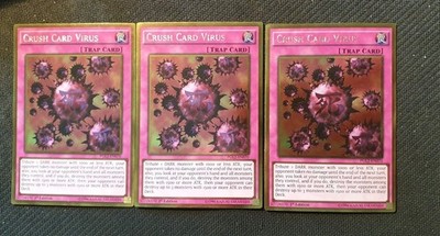 3x Crush Karten Virus Kartenvernichtungsvirus Gold Rare Holo Englisch   Kaiba