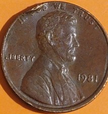 Lincoln Memorial 1981 Copper Small Cent ERROR US Coin BN