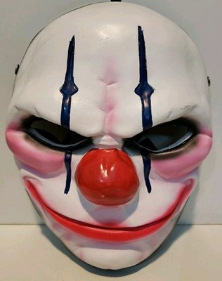 Resin Mask Scary Clown Fitted With Stretchy Straps White Pink Rd Payday 2 Chains