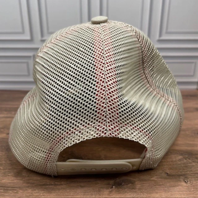 Pabst Azul Cinta Cuadrada Logo Parche Bordado Ajustable Camionero Sombrero Beige Foto 4 de 4