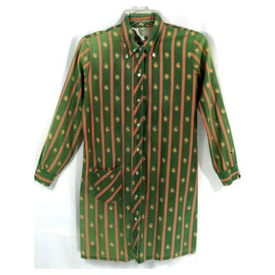 Vintage Squire Womens Green Stripe and Shield Long Cotton Shirt Blouse S M 1960s