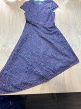 Banana Republic Eyelet Lace Asymmetrical Dress Size 2 MSRP $138 Blue Red Classic