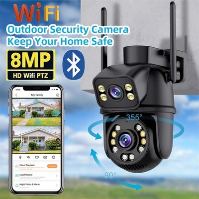 DUAL LENS 8MP BT WLAN WIFI IP NETZWERK CAMERA Outdoor AUßEN ÜBERWACHUNGSKAMERA