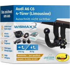ANHÄNGERKUPPLUNG abnehmbar für Audi A6 C6 4Tür 04-11 +7pol E-Satz JAEGER