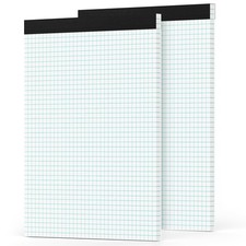 Graph Paper Pad 8.5 x 11, 2 Pack, 4x4 Graph Ruled, Grid Paper Pad 8-1/2" x 11"
