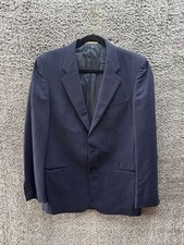Valentino Boutique Two-Button Front Striped Blazer Jacket Blue Mens Size 46Reg