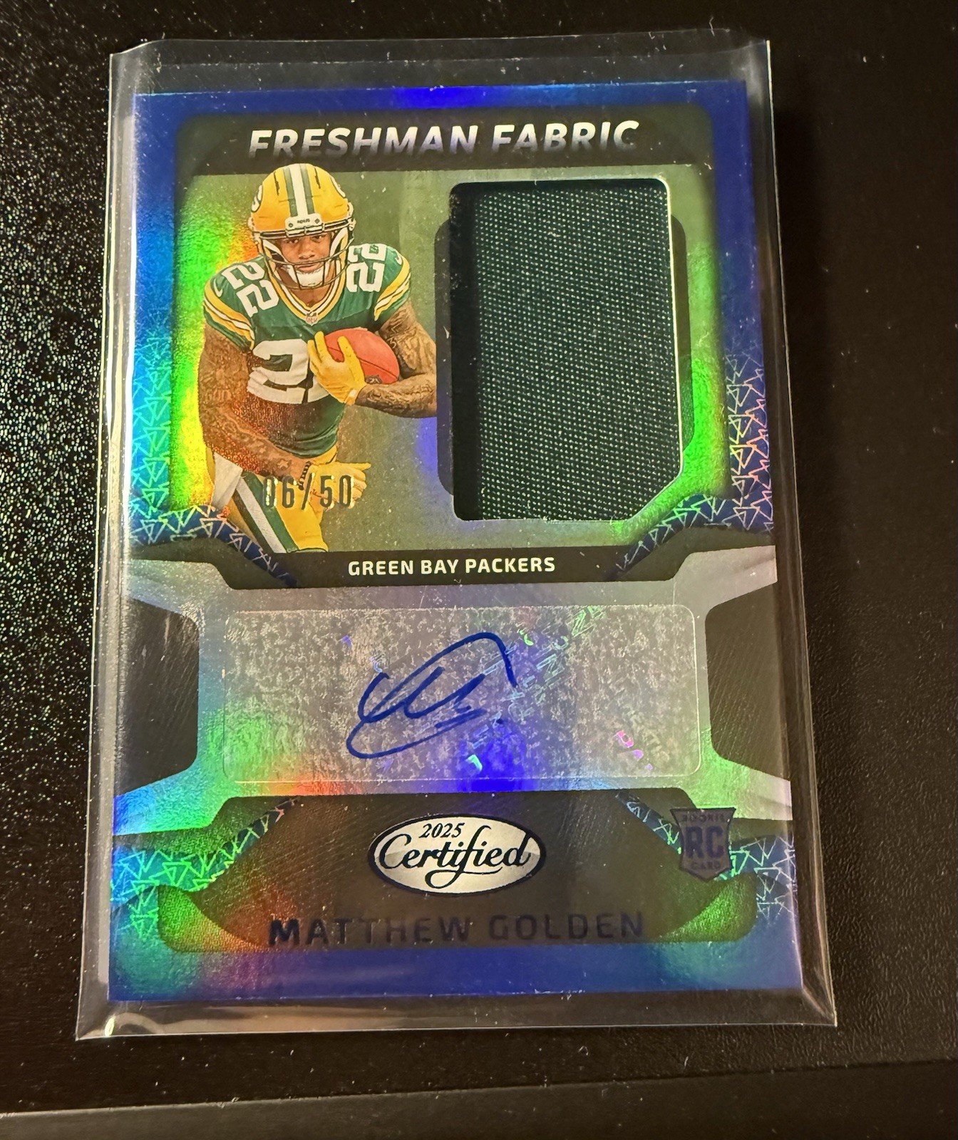 Matthew Golden- 2025 Panini Certified Freshman Fabric Mirror Blue Auto /50