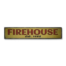 Est Date Firehouse, Custom Established - Rustic Distressed Wood Sign