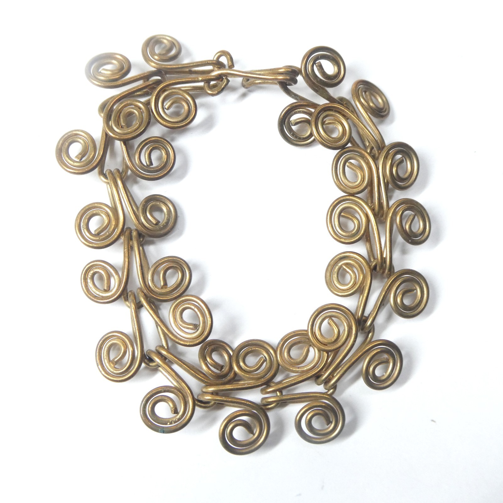 Brass Wire Scroll Statement Bracelet Vintage Mode… - image 1