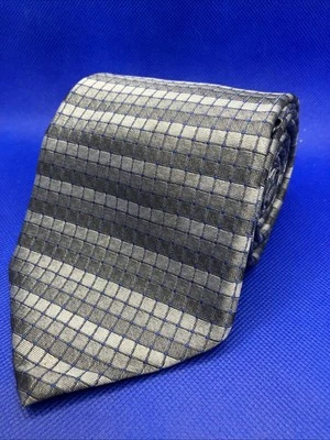 Jos. A. Bank Corporate Collection Men's Silk Tie Silver/Blue Squares, 4X61” XL - Image 1 of 3