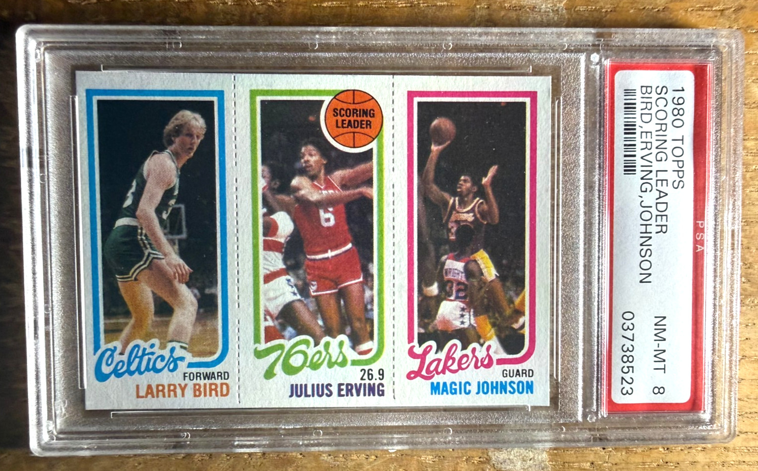 1980-81 Topps #6 Larry Bird/Magic Johnson RC...PSA 8 NM-MT...Celtic/Laker Icons!