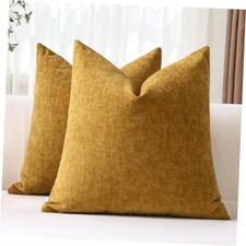Pack of 2 Throw Pillow Covers 16x16 Inch 16" x 16" Pack of 2 Gold Yellow