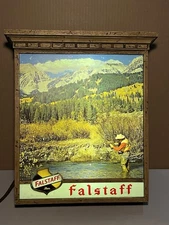 Vintage HTF Rare Falstaff Lighted Beer Sign - Fisherman