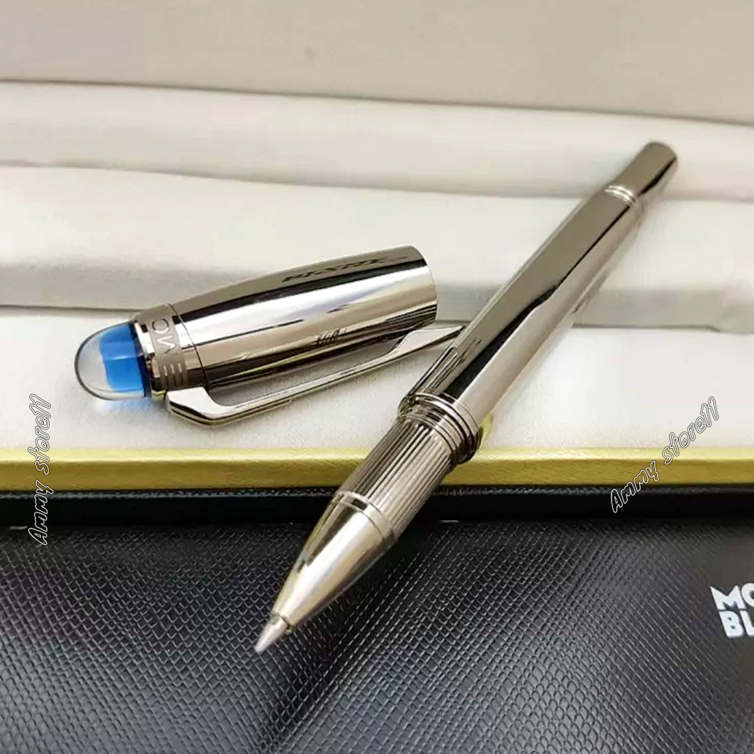 Montblanc Starwalker Silver Rollerball Pen Blue Dome Luxury Executive VIP GIFT