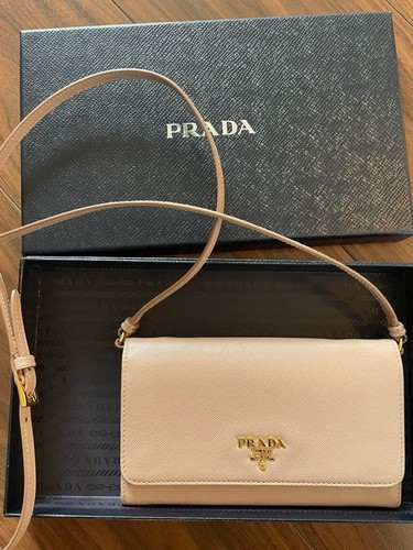 Prada Saffiano Wallet Pink Leather Card Case Used