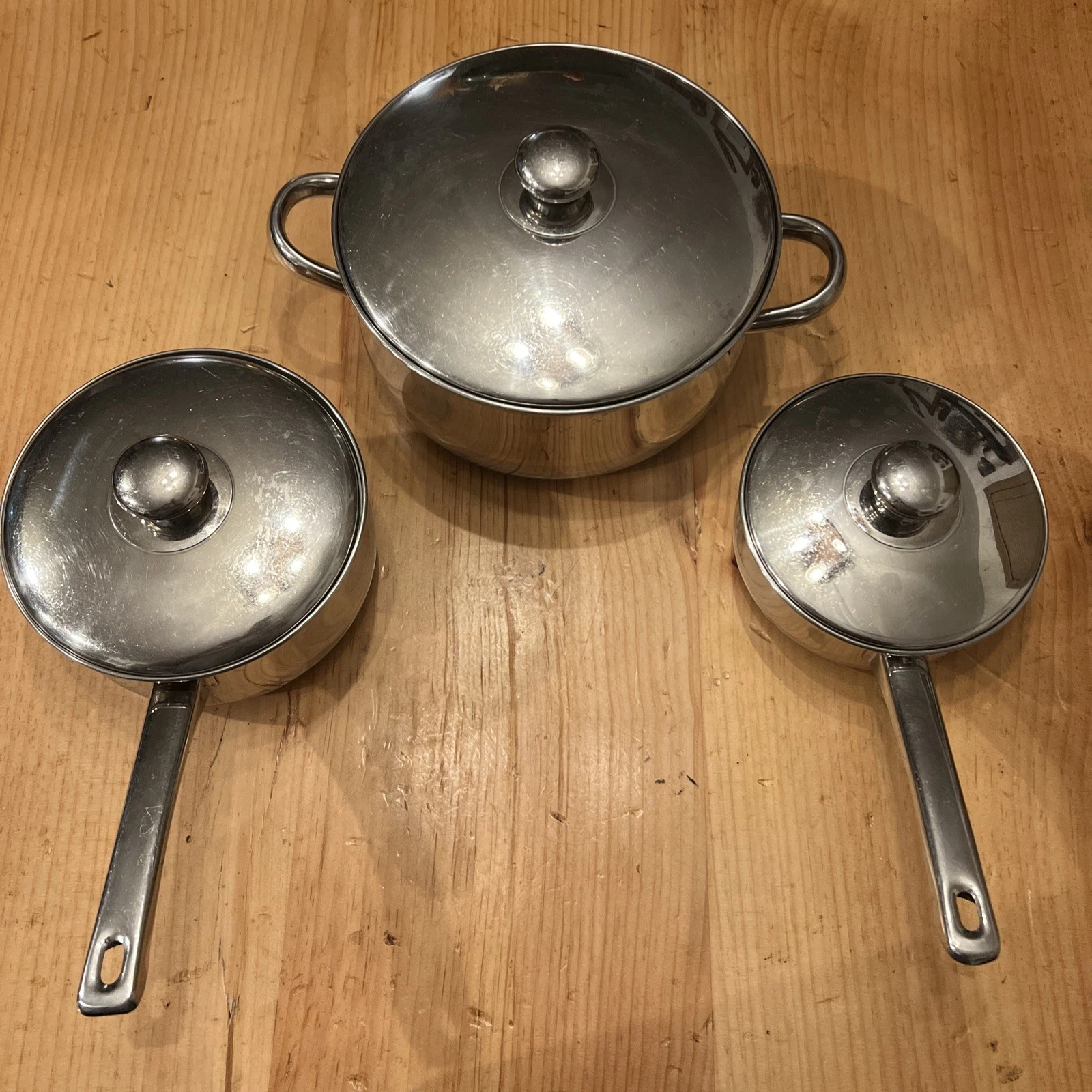 Vintage 1990 Normandy 6 Piece Stainless Steel Cookware Set #06820 With Lids