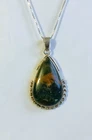 Natural  Bloodstone Japer Teardrop Pendant 925 Sterling Silver Handmade Jewelry