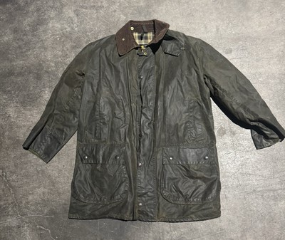 Vintage Barbour Border Jacket Wax Olive Green A200 England Hunting - Main Image