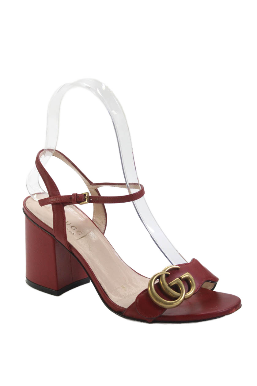 Gucci Womens Leather Ankle Strap Sandals Red Size 34 4Free Shipping in US $100+ Orders | $6.95 Orders Below