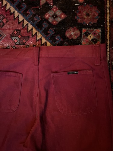 Wrangler 1970s Vintage Flares Trousers Dark Cherry Red - Picture 5 of 6