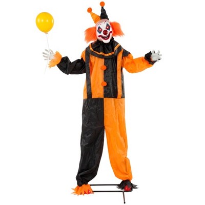 HOMCOM 190 cm lebensgroßer animierter Clown Halloween Deko Outdoor Indoor