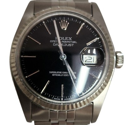 36MM Rolex 16014 Oyster Perpetual Datejust Jubilee Fluted White Gold Bezel 