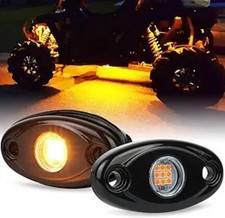 Yellow LED Rock Lights, 2 Pods Yellow Underglow Rock Lights Waterproof IP68 Comp