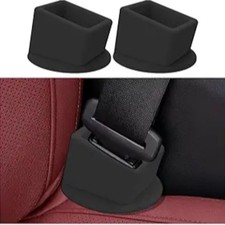 Car Seat Belt Buckle Holder, 2PCS Silicone Easy Access Vehicle Seatbelt Black