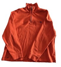 Polo Ralph Lauren Mens 2XL Orange Quarter Zip Pullover Sweater Pony Logo Cotton