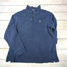 Polo Ralph Lauren Mens Navy Blue Estate Rib Quarter Zip Pullover Sweatshirt L