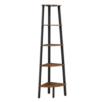 VASAGLE Corner Shelf Stand, 5-Tier Corner Bookshelf, Industrial Ladder Shelf,...